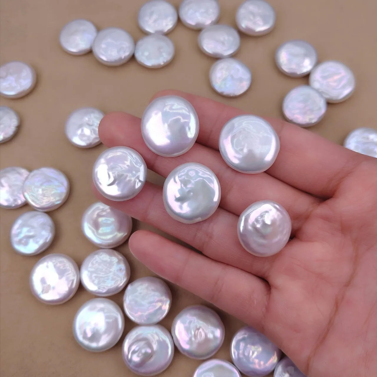High Quality Natural Freshwater Pearl Loose Coin Beads No Hole White 4A Coin Pearl Bead for Jewelry Making