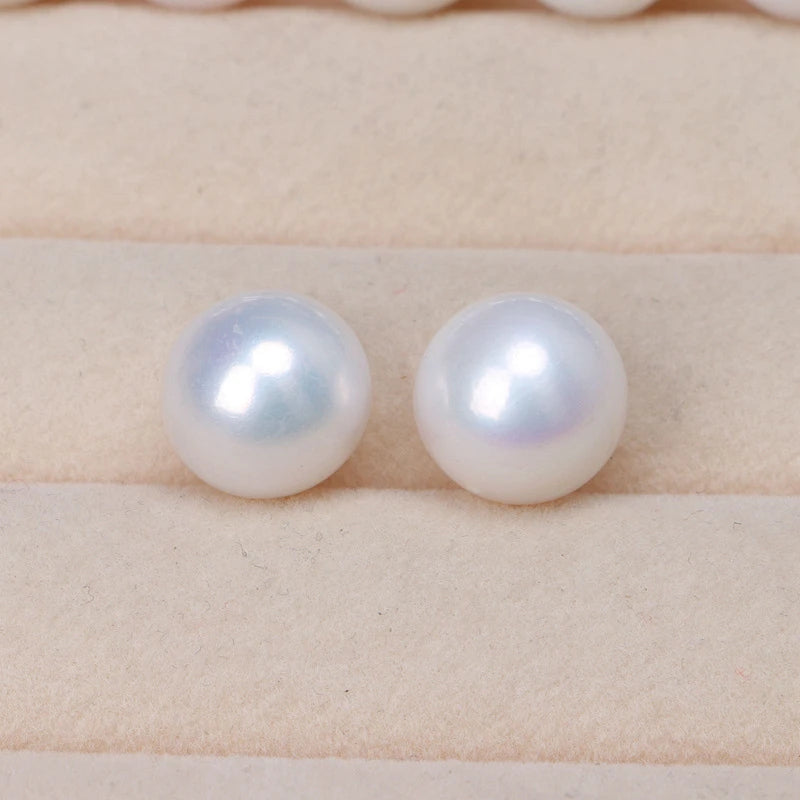 Half Drilled White Purple Natural Color Round Pearl Jewelry Wholesalers Natural Freshwater Loose Pearls for Jewelry