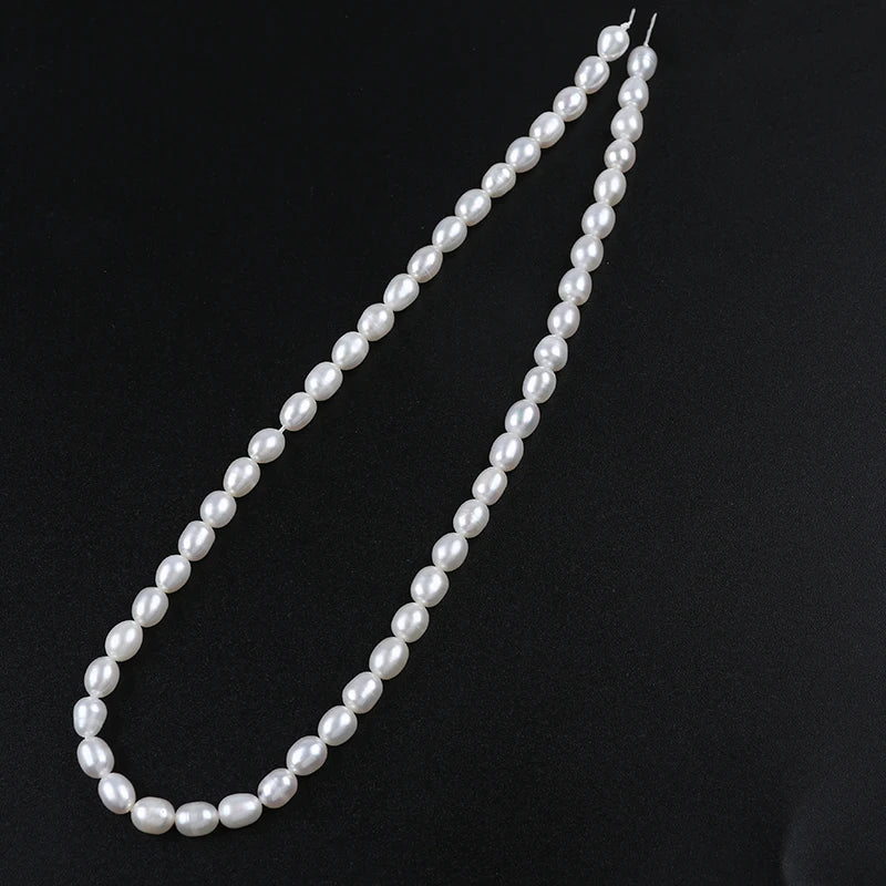 5-6mm Wholesale High Quality White Color Natural Freshwater Rice Shape Pearls Beads Strands