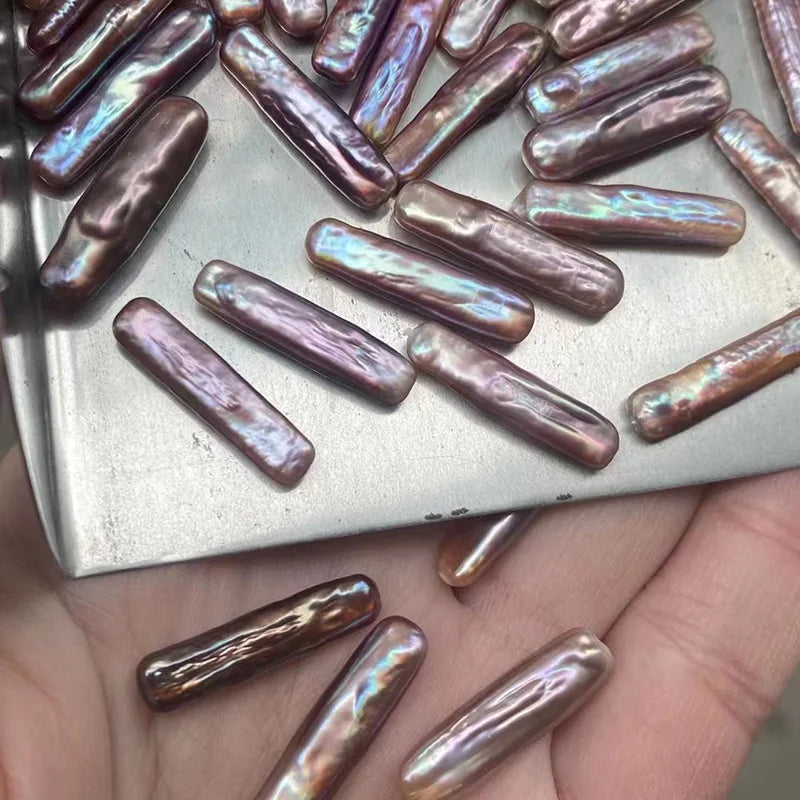 4A 6*24mm Small Rectangle Fresh water Pearls Long Stick Irregular Baroque Loose Freshwater Pearl Beads for Jewelry Making