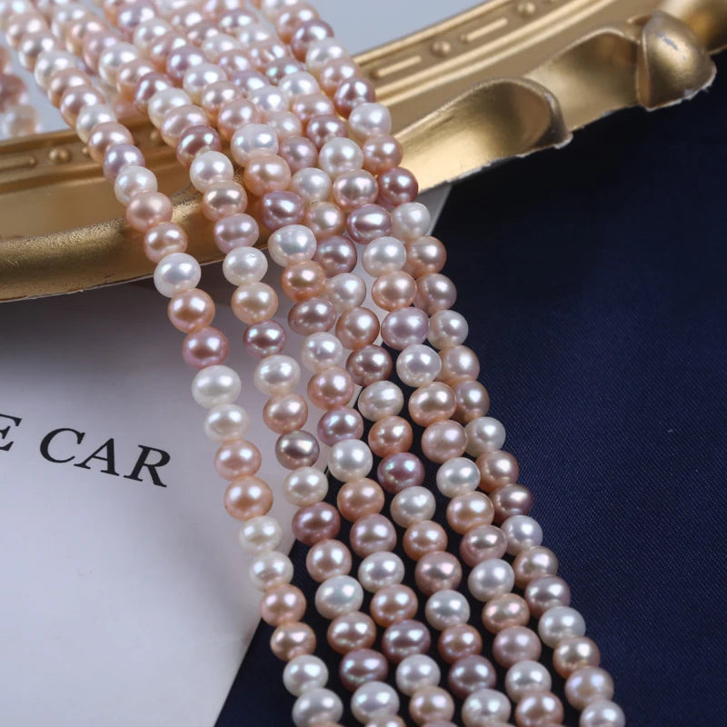 5-5.5mm High Quality Natural Cultured Freshwater Pearl Potato Shape Pearl Strands