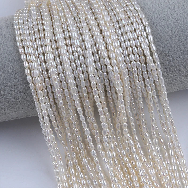 2-2.5mm AAA Tiny Natural Freshwater White Pearl Rice Pearl Beads for Jewelry Making