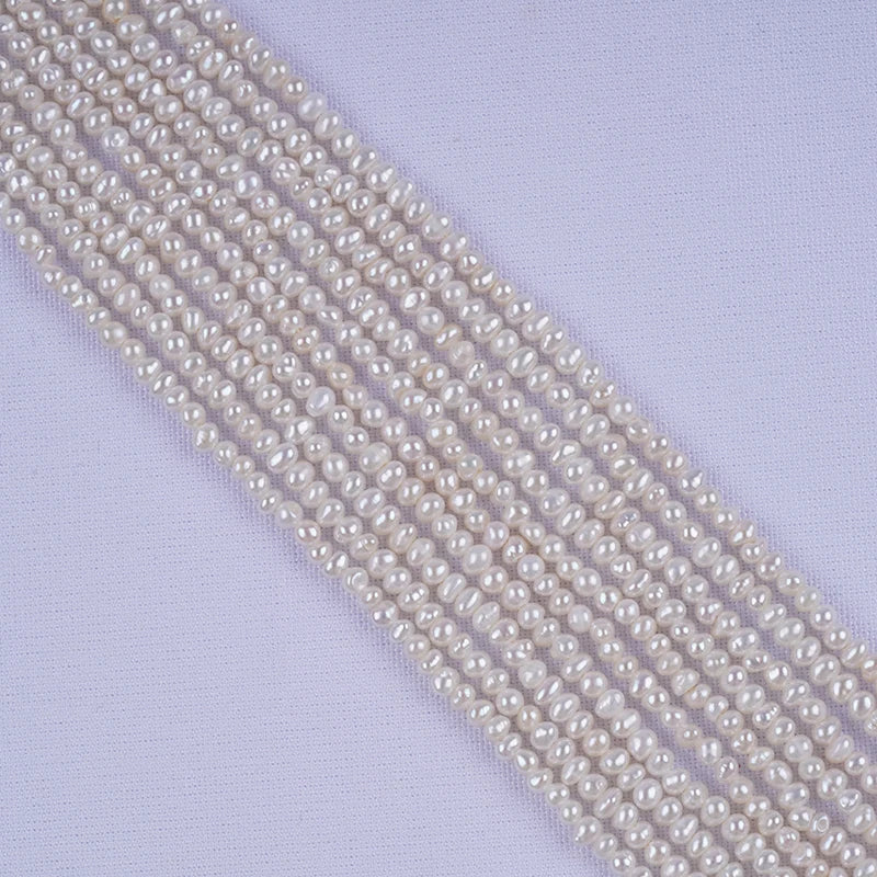2.5-3.2mm White Potato Shape Natural Freshwater Pearl Beads for Jewelry Making