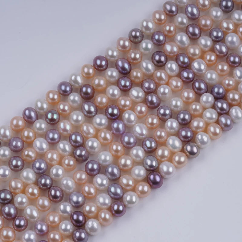 7-8mm AAA Grade White Potato Shape Loose Pearl Freshwater Strand Beads for Jewelry Making