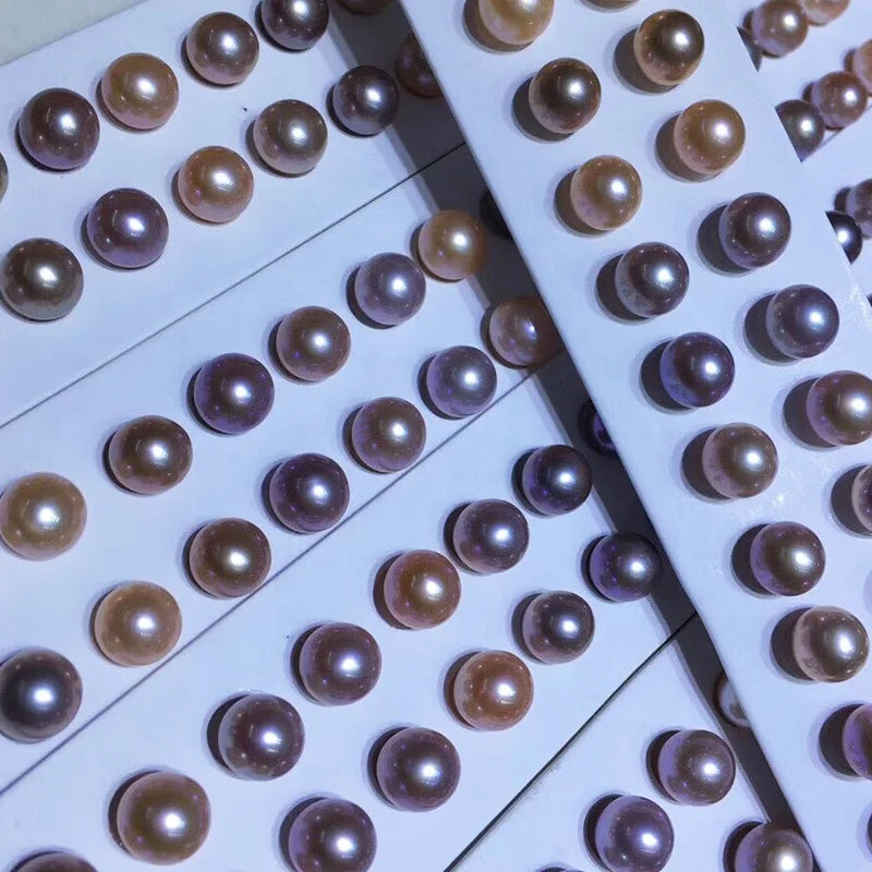Wholesale 2mm-11mm Natural 4A Half Hole Loose Beads Freshwater White Pink Purple Pearl Jewelry Making Round Gold Color Pearls