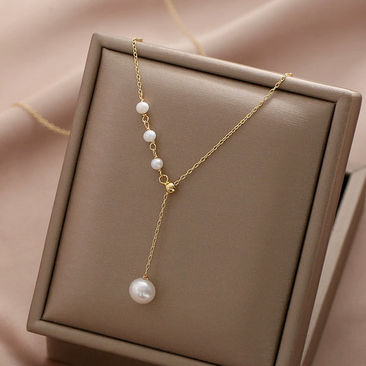 original, pearl necklace women's design sense 925 sterling silver adjustable