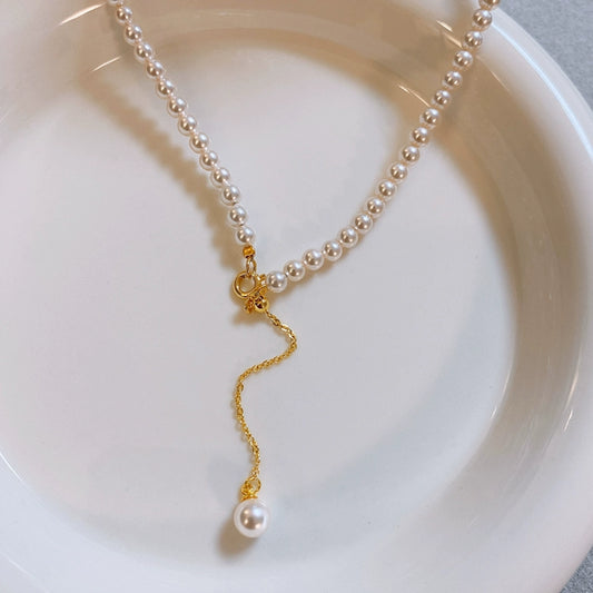 Akoya Pink Millet Zhuhai Mother Shell Pearl Necklace Female Temperament Versatile Celebrity Light Luxury Premium Sense Clavicle Chain