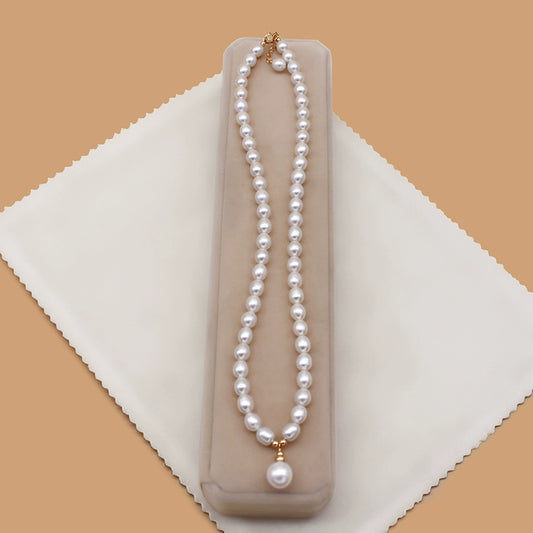 Natural freshwater pearl necklace temperament short round bead chain versatile neck chain collarbone chain XL011