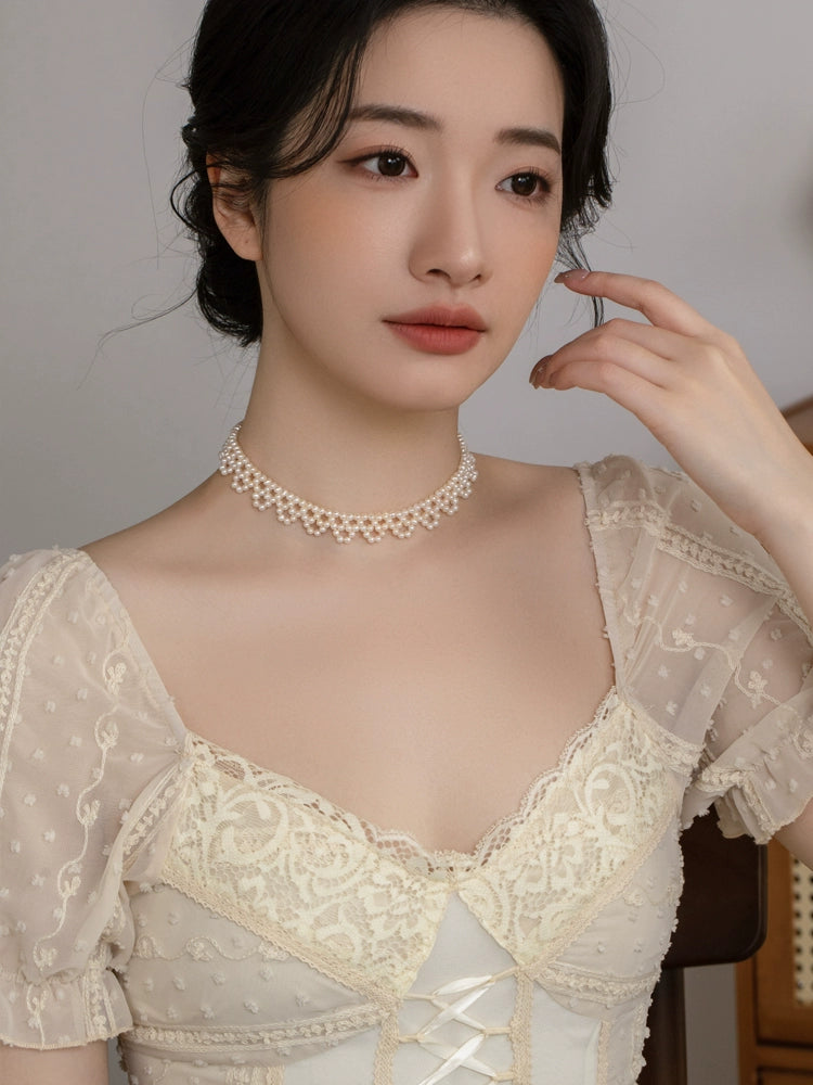 Handwoven natural pearl necklace women choker necklace wedding accessories chain