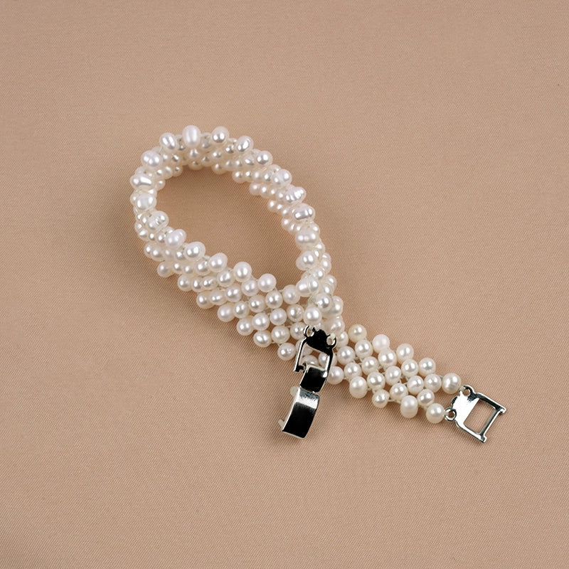 Natural freshwater pearl jewelry hand-woven bracelet Japanese and Korean style elegant jewelry gift SL005