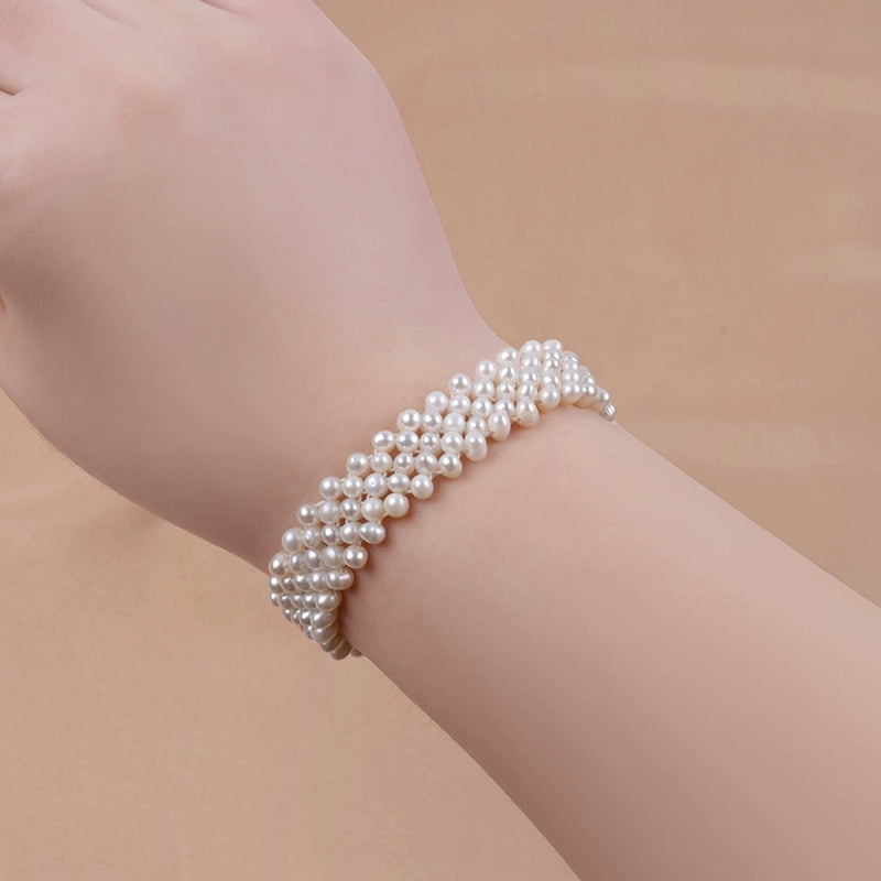 Natural freshwater pearl jewelry hand-woven bracelet Japanese and Korean style elegant jewelry gift SL005