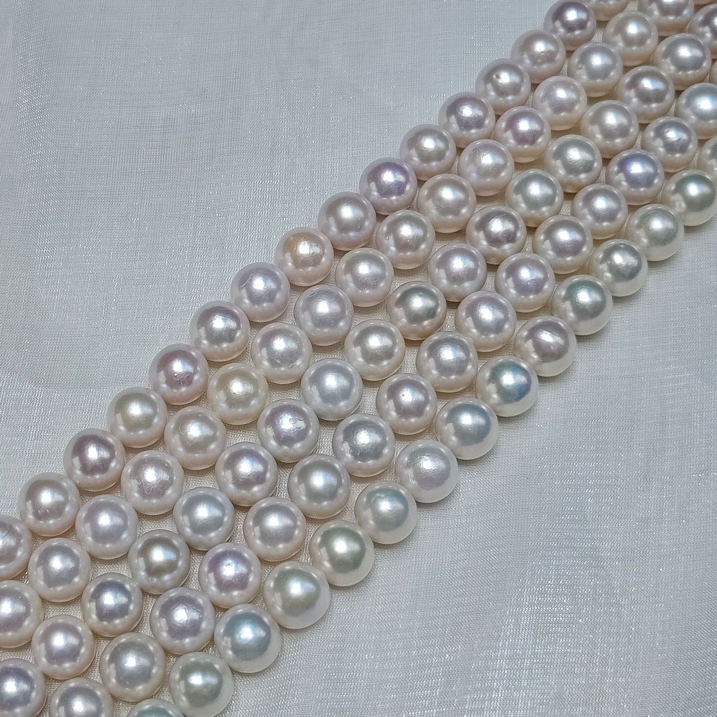Freshwater pearl 10-11mm round high bright rich color finished necklace sterling silver buckle large point simple wind