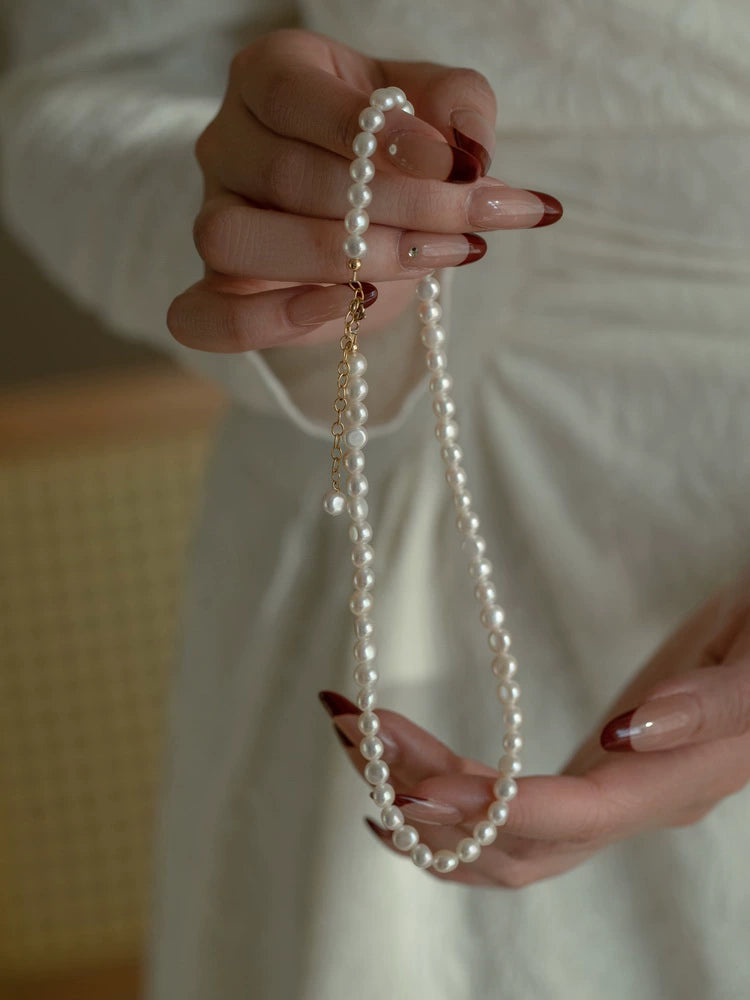 Natural Freshwater Pearl Necklace Women's 2024 New Popular Baroque Chain
