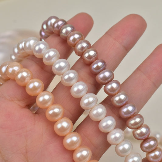 1206 9-10mm Flat Beads Natural Freshwater Real Pearl Jewelry Accessories