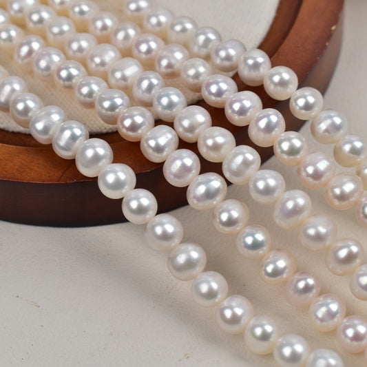 1147 6-7Mm natural freshwater pearl strong light potato round work in progress necklace DIY handmade material