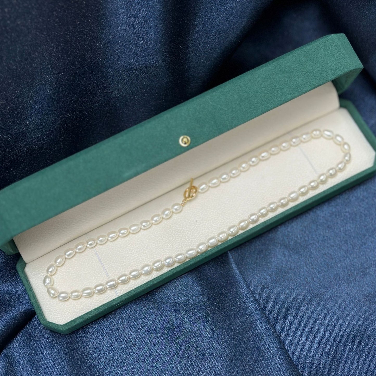 4-6Mm Strong Light Freshwater Pearl Rice Bead Necklace Ot Buckle Jewelry Accessories Sweater Chain