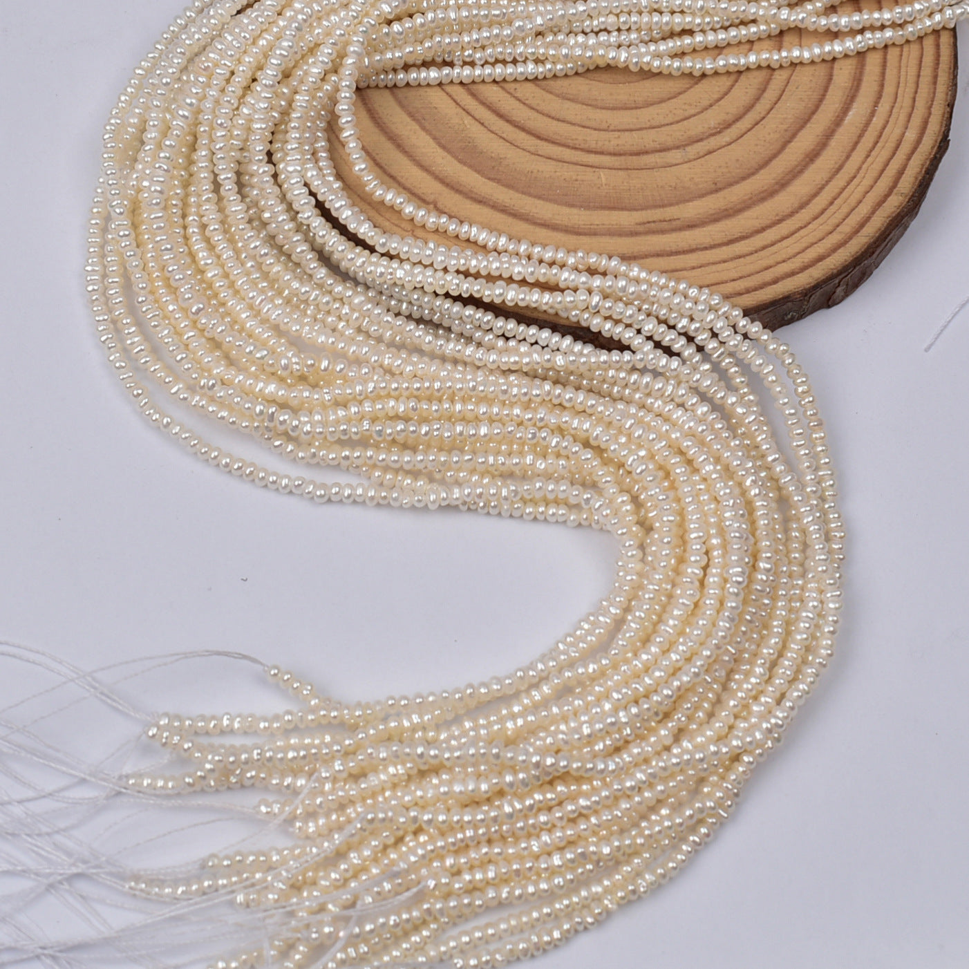 1250 3mm flat natural freshwater pearl DIY necklace small pearl wholesale