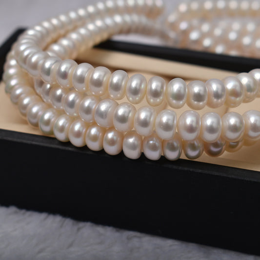 1256 White Bright Flat Pearl Natural Freshwater Pearl About 9-10mm