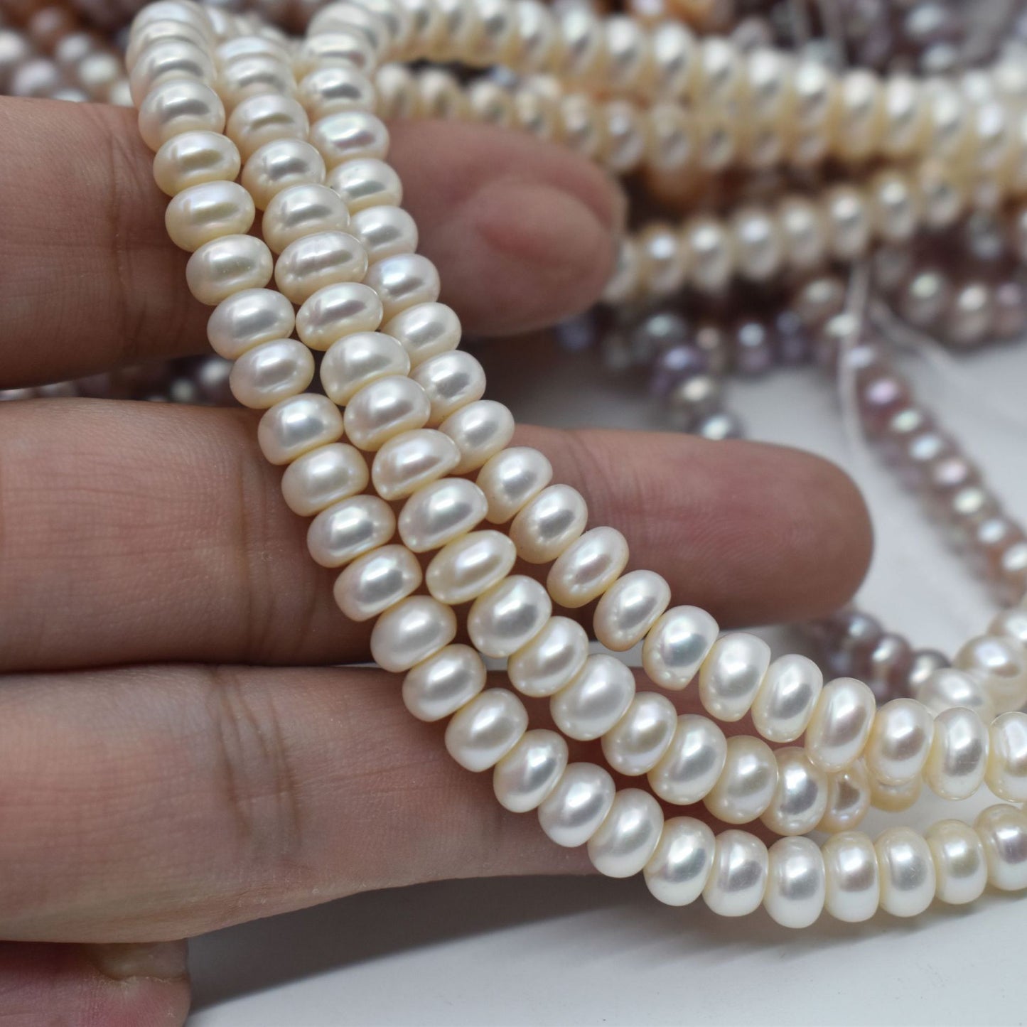 1238 good quality, flat beads 6mm DIY work in progress necklace, natural freshwater pearls