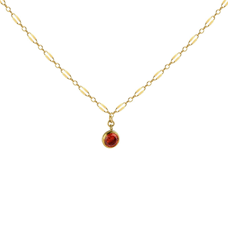 Exquisite White Diamond Pomegranate Red Zircon Pendant Necklace Ladies 14k Gold