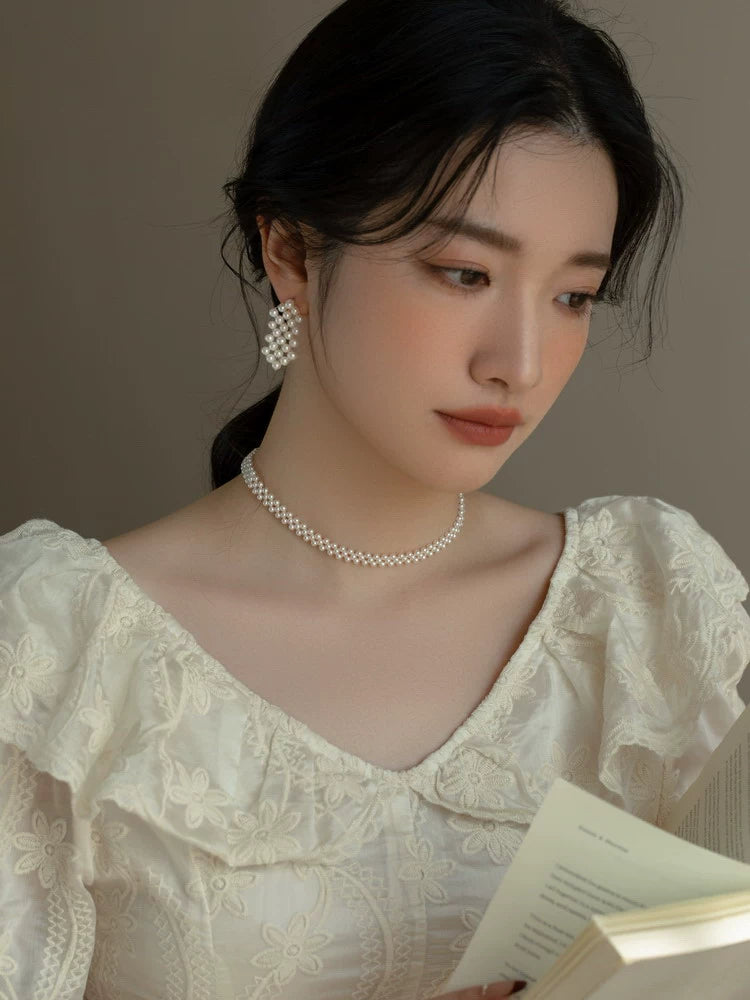 Small Pearl Necklace Choker Chain Girls Collar