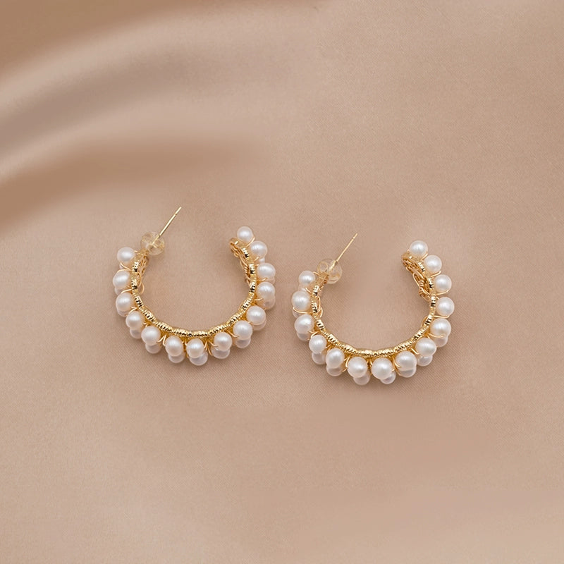Natural pearl earrings 925 silver needle Japanese and Korean numeric alphabet earrings free shipping flannel packaging EH016