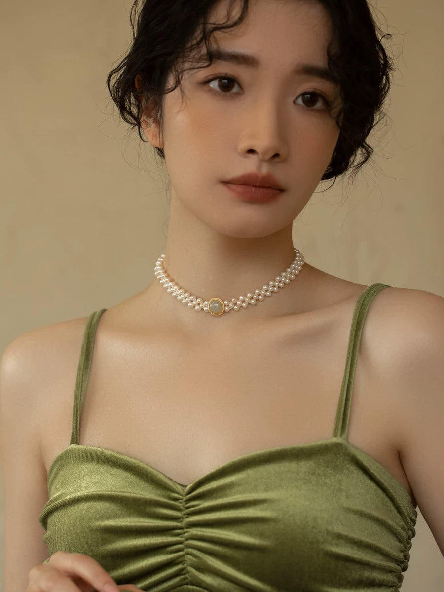 Natural Pearl Choker Necklace Chain Women's New Collar