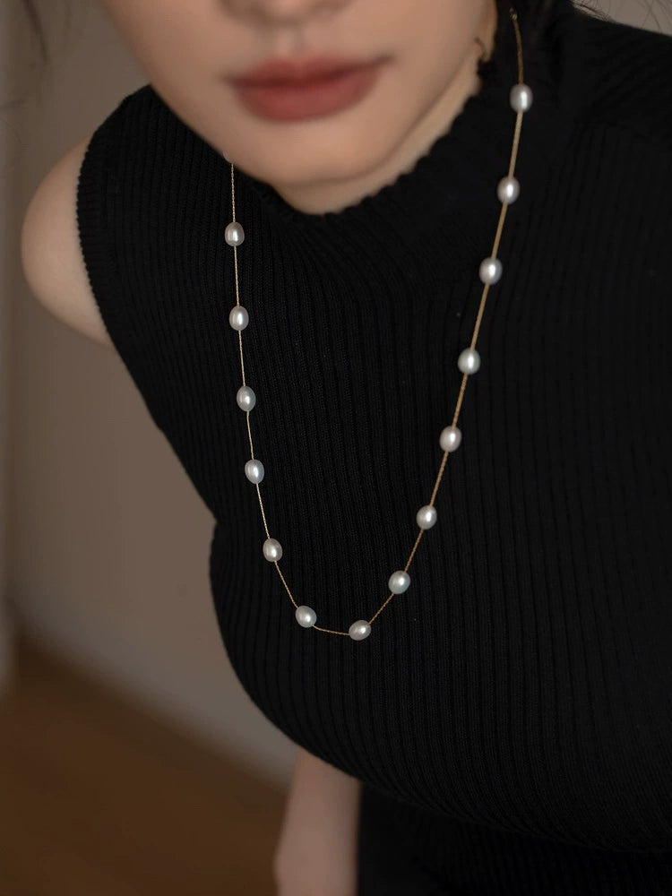 Long Gypsy Pearl Necklace Girls Gift Accessories