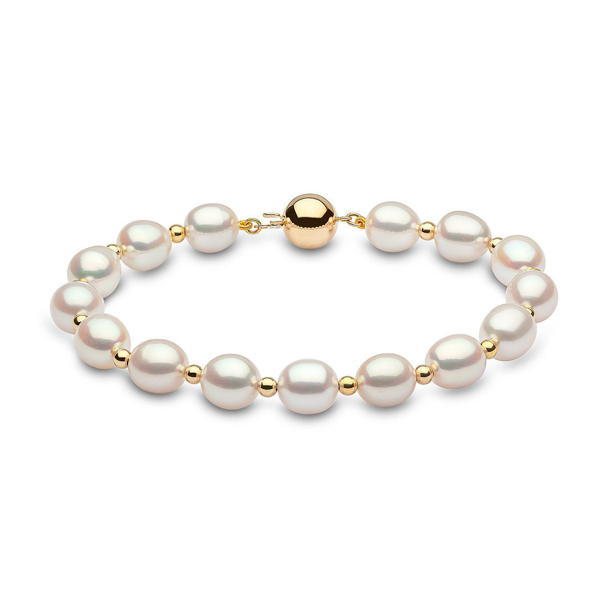 8-8.5 mm natural freshwater pearl bracelet 18cm long, white pearl jewelry Mother's Day gift for elders
