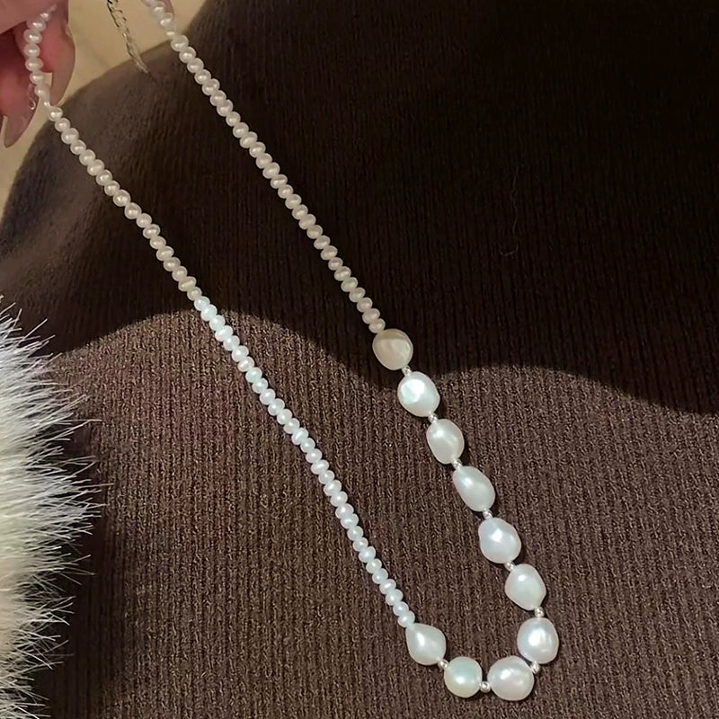 Mr. He natural necklace lady gradual change baroque bead design sense