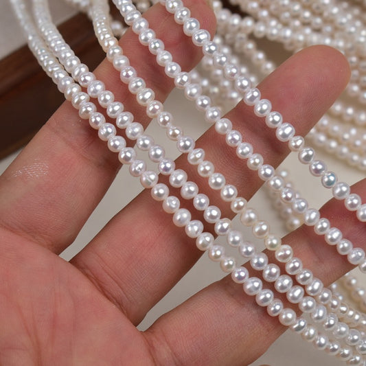 1188 3-3.5 mm Near Round Pearl Natural Freshwater Pearl Necklace work in progress DIY Loose Bead Jewelry Accessories