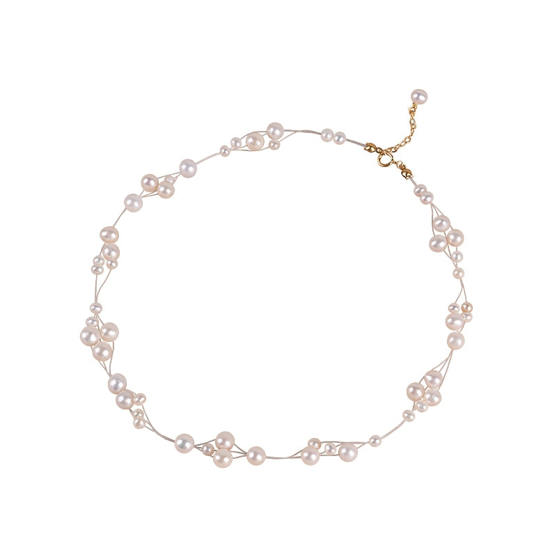 Natural freshwater pearl necklace fashionable transparent fishing line gypsy star small fragrant wind collarbone chain XL147
