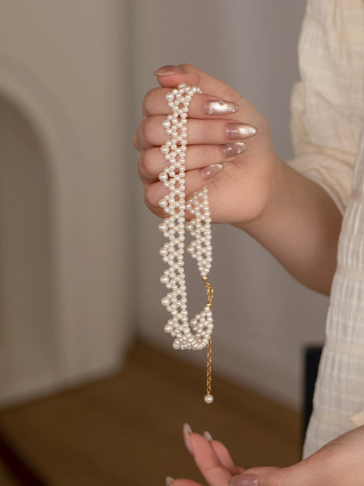 Natural Freshwater Pearl Collar Necklace Neck Bridal Wedding Dress Women