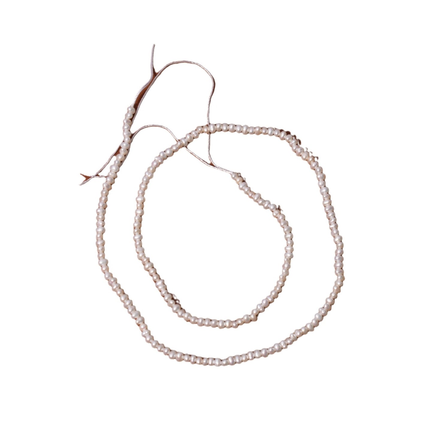 1119 strong light 2-3mm round natural freshwater pearl necklace work in progress DIY material