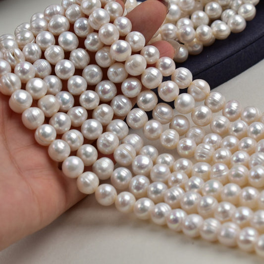 1148 9-10mm Near-Round Natural Freshwater Pearl Loose Beads