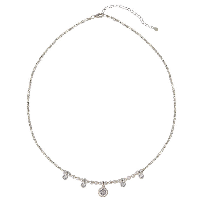 Pearl Necklace Women's S925 Sterling Silver Design Tassel Zircon Pendant