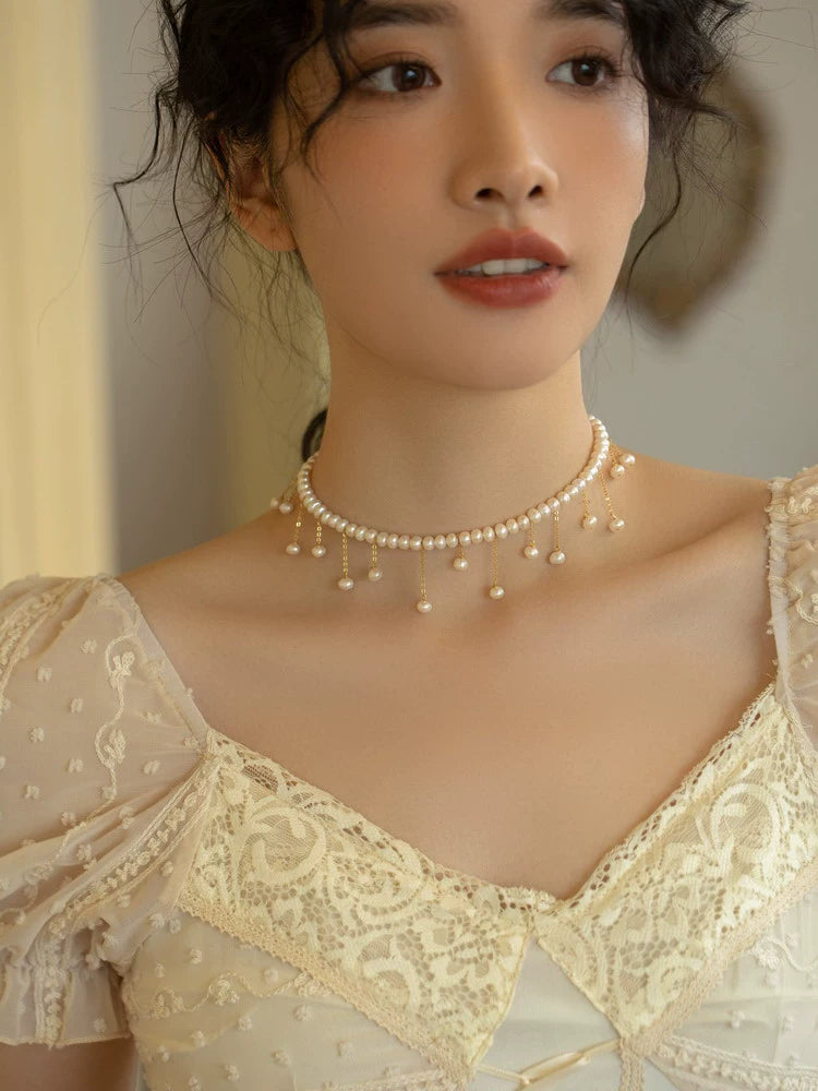 Handmade Quality Natural Pearl 14K Gold-wrapped Tassel Necklace Chain