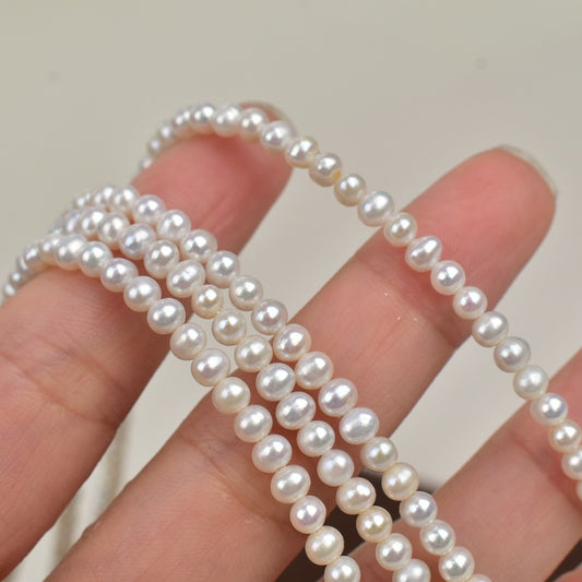 1115 3.5-4 mm near round pearl natural freshwater real pearl work in progress material jewelry accessories necklace material