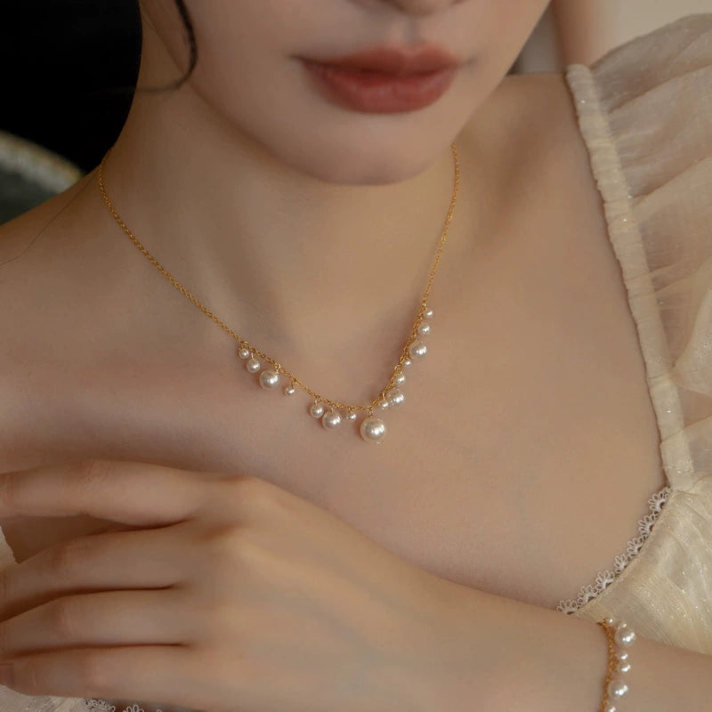 Crystal Pearl Necklace Jewelry for Women