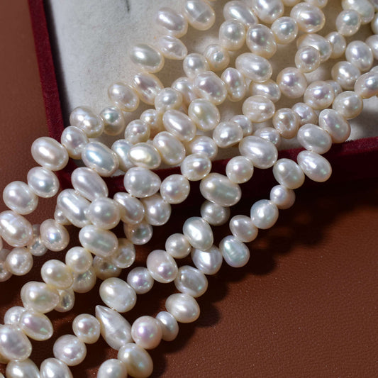 1027 Strong Light Side Hole Rice Beads about 4-5mm Natural Freshwater Pearl Beads Handmade