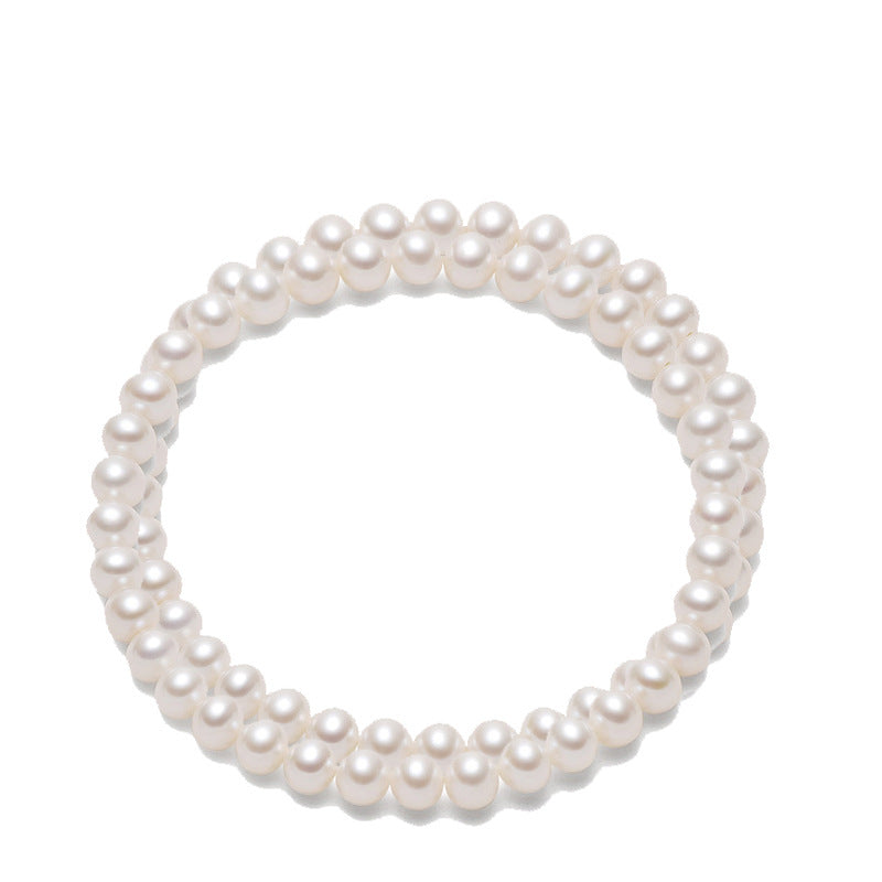 White Freshwater Pearl Necklace Bracelet Earrings Set with 925 Silver Accessories Double Row Pearl Jewelry Wholesale