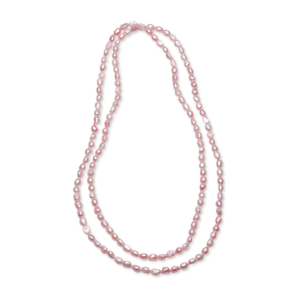 5-6Mm meter shape foreign trade quality 90cm long baroque, natural freshwater pearl necklace neck chain long sweater chain