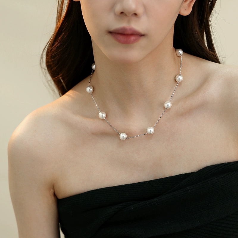 Real much hemp gray pearl necklace women's French gypsy beaded long sweater chain