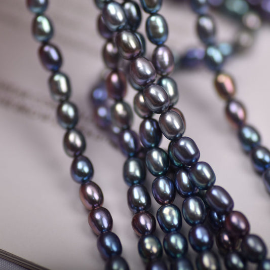 1051 Natural Freshwater Pearl Loose Beads DIY Accessories 3-4mm Peacock Green Black Millet Beads Wholesale