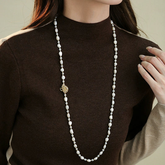 Natural Baroque Pearl Necklace Women's Premium Small Fragrant Wind Autumn and Winter Long Swan Sweater Chain Wear more than one