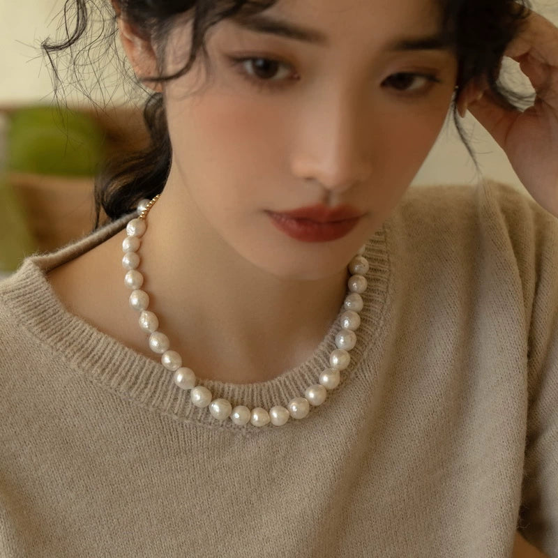 Natural Alien Baroque Pearl Necklace for Women