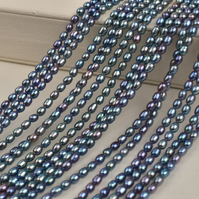 1040 40Cm Long, Strong Light Colorful Malachite Green Beads 3-4mm Natural Freshwater Real Pearls DIY Handmade Materials