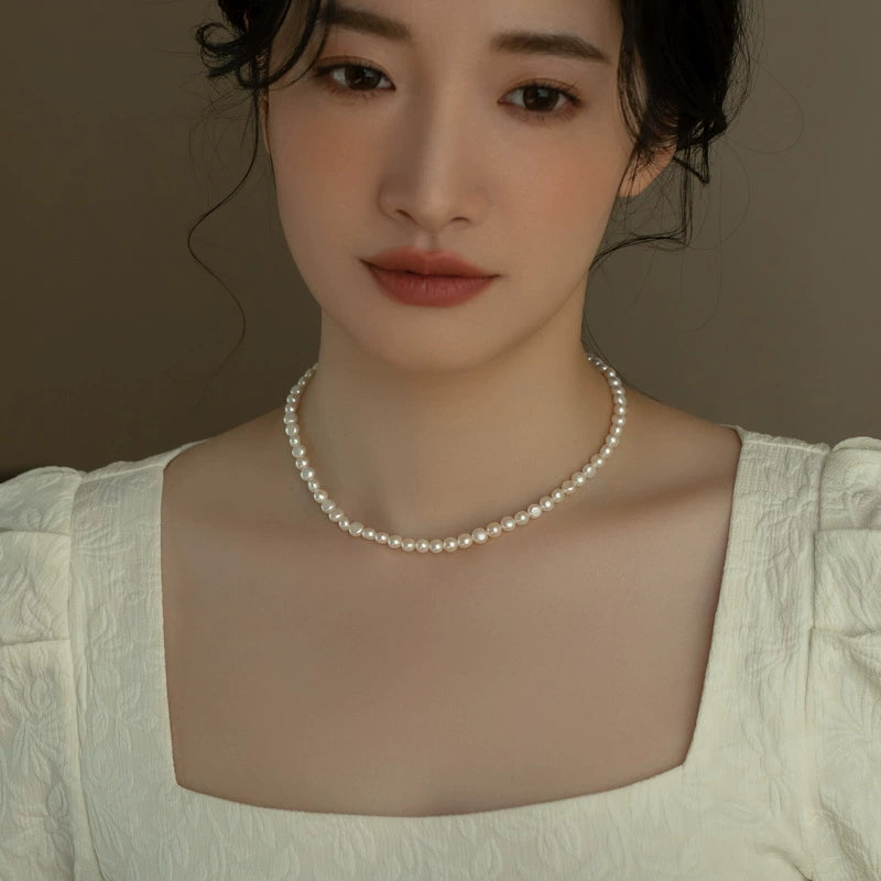 Natural Freshwater Pearl Necklace Women's 2024 New Popular Baroque Chain