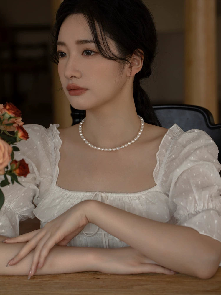 Natural Freshwater Pearl Necklace Design Chain Jewelry Collar Women Stacked Wear