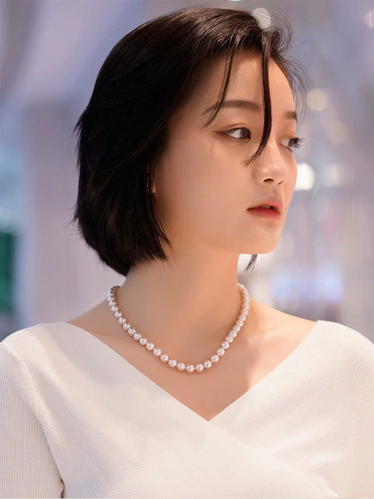 Nanzhu Palace freshwater pearl necklace mother model female genuine nearly round neck chain collarbone chain love season mother's day